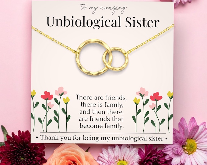 Unbiological Sister Necklace Gift | Friendship Necklaces Silver and Gold | Soul Sister Jewelry | Sentimental Gifts for Best Friend