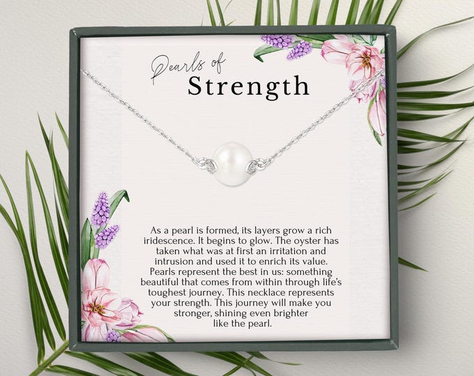 Strength necklace, Strength Jewelry, Strength Gift, Warrior necklace, Tough times gift, Pearl of Strength necklace