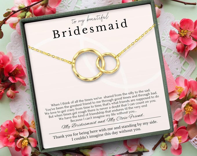 Bridesmaid Necklace Gift, Bridesmaid Thank You Gift, Bridal Party Gift Jewelry, Wedding Party, in Sterling Silver