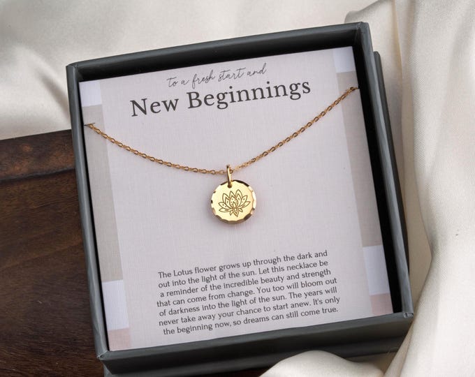 Sobriety Gift for Women | Lotus Recovery Necklace | AA NA Addiction Support | Narcotic & Alcoholism Healing Jewelry