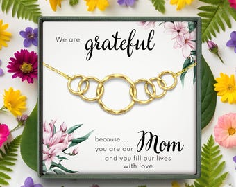 Regalo per la mamma da parte di figlia e figlio / Collana regalo per la festa della mamma / Collana per la mamma / Regalo madre-figlia / Gioielli per il compleanno della mamma