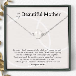 Geschenk für Mutter vom Sohn zum Hochzeitstag • Mutter des Bräutigams Geschenk vom Bräutigam • Perlenkette für Mutter vom Sohn Hochzeit • Geschenkbox Gedicht