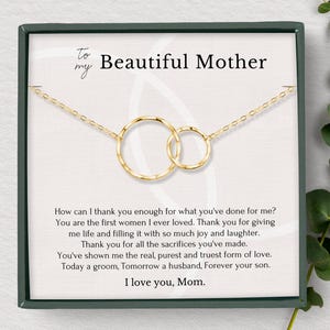 Regalo para mamá de parte del hijo el día de la boda • Regalo para la madre del novio de parte del novio • Collar para mamá de parte del hijo para la boda • Caja de regalo