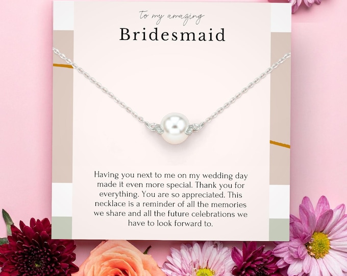 Bridesmaid Gift from Bride for Bridesmaid | Bridal Party Jewelry Pearl and Crystal Jewelry | Thank You Wedding Present | Maid of Honor