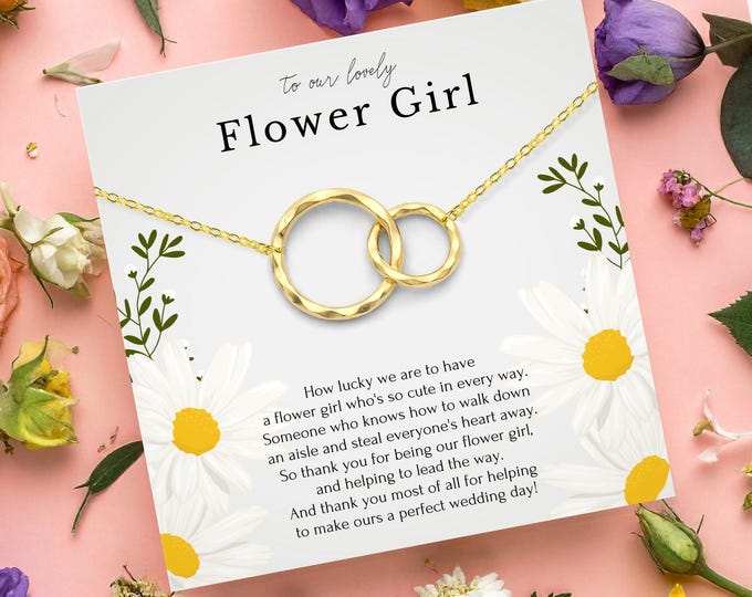 Gift for flower girl on wedding day • Thank you jewelry for her • Bridal party necklace •  Junior bridesmaid gift • Little girl necklace