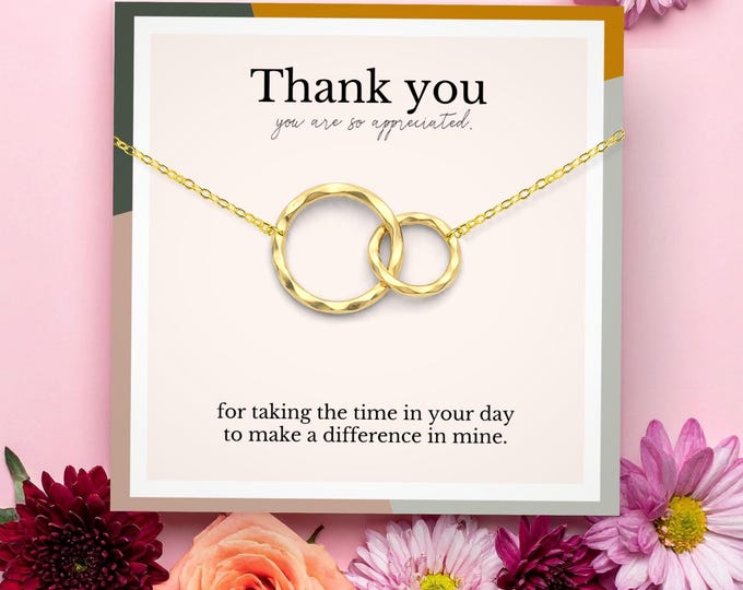 Thank you gift for mentor for her, Thank you gift for caregiver, thank you necklace gift for woman, necklace Silver