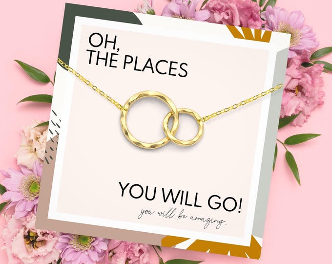 Graduation necklace gift for her, Oh the places you'll go, Gift for new job, Going away gift for woman, New beginnings necklace