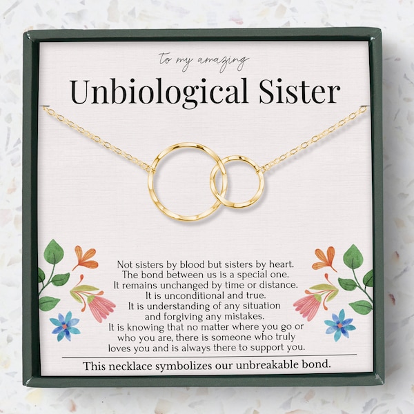 Unbiologische Schwester Halskette Geschenk | Freundschaft Halsketten Silber und Gold | Soul Sister Schmuck | Sentimentales Geschenk für beste Freundin