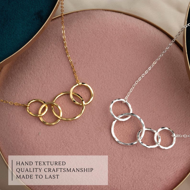 40th Birthday gifts for women | minimalist 4 ring Sterling Silver Necklace | 14K gold vermeil | gift wrapped birthday milestone image 7
