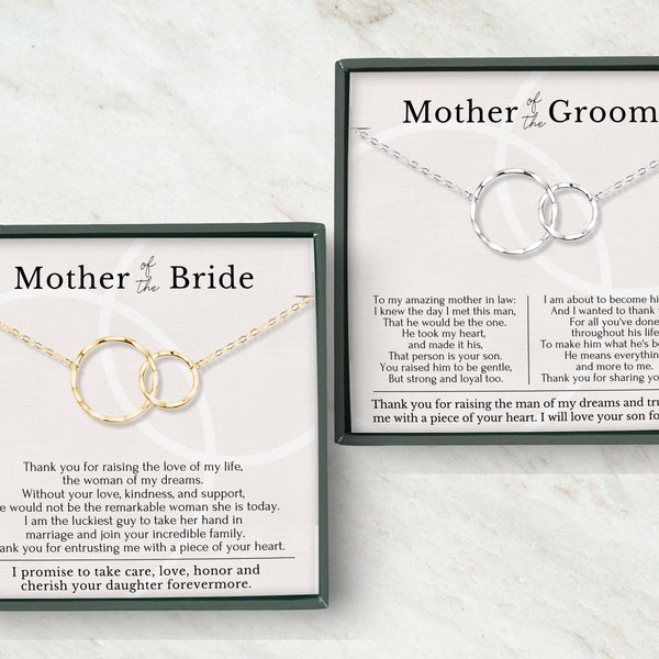 Mother of Groom gift from Bride, Mother of the Bride Gift from Groom combo • Future Mother in Law necklace necklace gift box message card