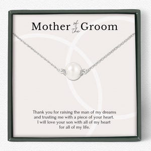 Mother of the groom gift from bride on wedding day • Mother in law wedding gift • Mother of the groom pearl necklace • MIL jewelry gift box