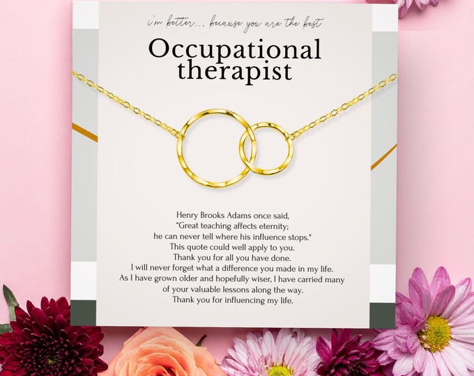 OT Gift | Occupational Therapist Thank You Gift | Therapist & Teacher Appreciation Gift for Her | Interlocking Circles in Sterling Silver