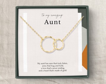 Aunt Necklace Gift from Niece,  Thank You Aunt, Interlocking Circles necklace Sterling Silver