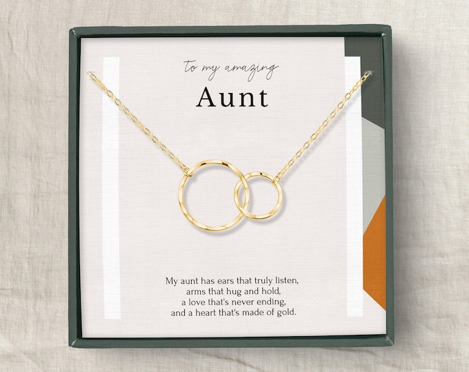 Aunt Necklace Gift from Niece,  Thank You Aunt, Interlocking Circles necklace Sterling Silver