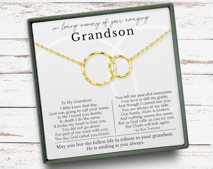 Loss of Grandson Gifts, Loss of Grandson poem gift, Grandson memorial necklace, Condolence Gift, Grandson keepsake, Sympathy gift necklace