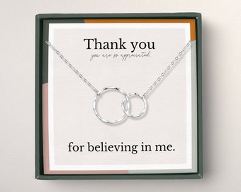 Thank you gift for coach, gift for mentor, Thank you gift for teacher, thank you necklace gift for woman, necklace Silver