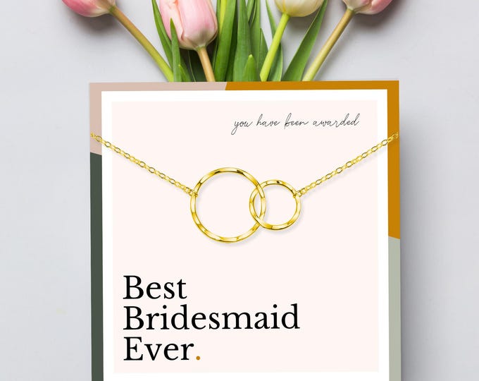 Gift for Bridesmaid from Bride, Bridal Party Jewelry, Thank You Gift for Bridesmaids, Best Bridesmaid Ever Necklace, Wedding Day Accessories