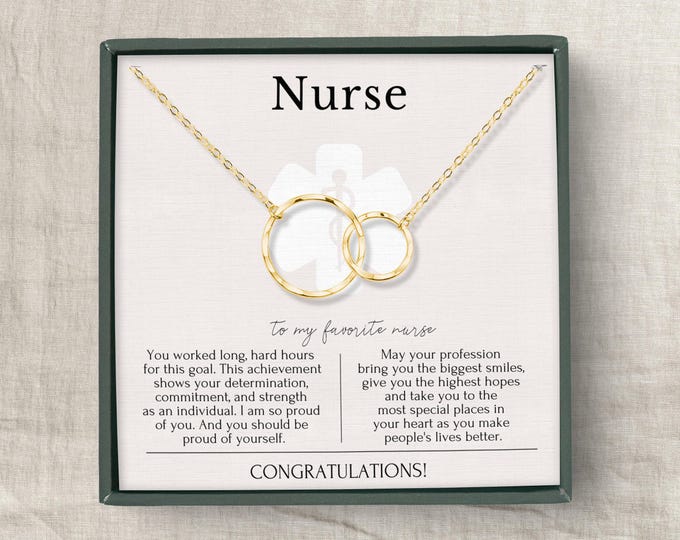 Nurse Graduation Gift, Graduation gift for nurse, Nurse Grad Gift, Nurse necklace, interlocking Circles Sterling Silver