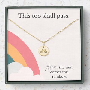 Gute Besserung Gute Besserung Aufmunternde Geschenk für Sie, Geschenk für harte Zeiten, Nach dem Regen kommt die Regenbogen Halskette Nachricht Karte