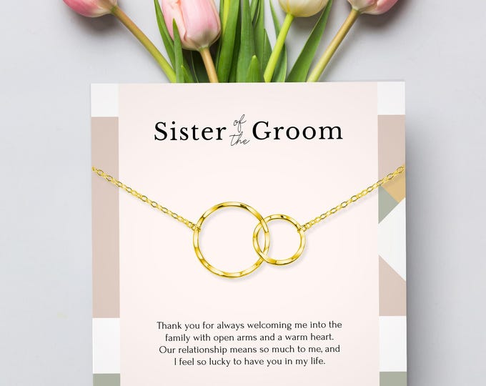 Sister of the groom gift, Sister in law wedding gift, Sister of the groom necklace with message, wedding gift from bride,