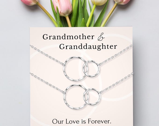 Grandmother Granddaughter necklace set, grandma necklace in sterling silver, grandmother necklace birthday gift
