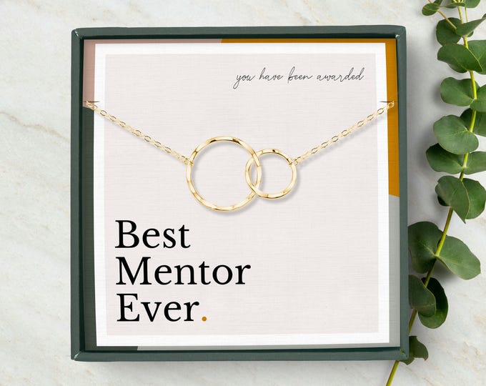 Thank You Gift for Mentor, Graduation Gift From Student, Mentor Jewelry Gift, Interlocking Circle Necklace 14k Gold Vermeil Sterling Silver