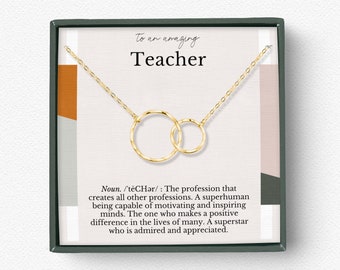 Teacher appreciation Gift, Teacher Retirement Gift, thank you gift for Teacher, circles necklace 14K gold-filled, Sterling Silver