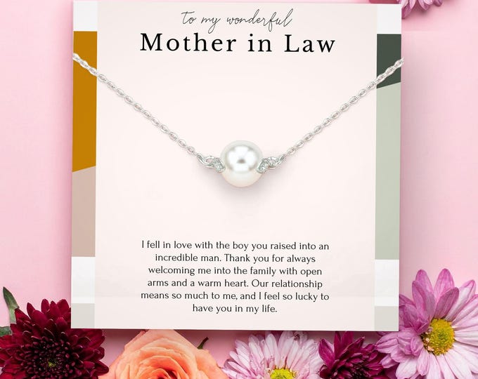 Mother-in-Law Pearl Necklace, Sterling Silver Wedding Gift