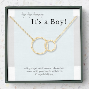 Colar It's a Boy, presente para mãe, parabéns para bebê menino, presente de chá de bebê menino para mãe, prata esterlina