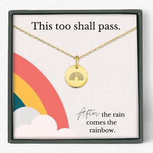Gute Besserung Gute Besserung Aufmunternde Geschenk für Sie, Geschenk für harte Zeiten, Nach dem Regen kommt die Regenbogen Halskette Nachricht Karte