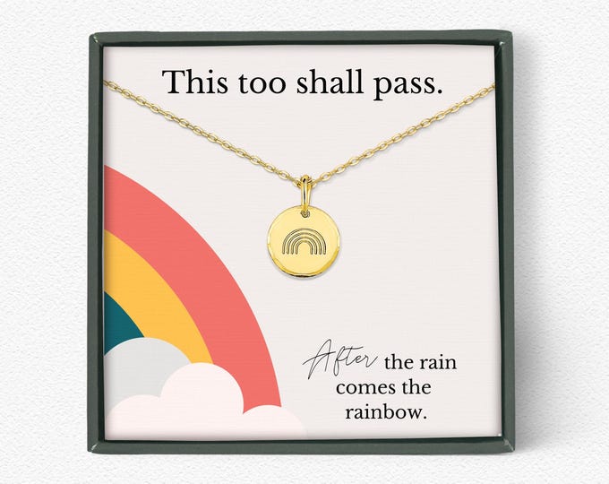 Get well soon Cheer up gift for her, Tough time gift, After the rain comes the rainbow necklace message card