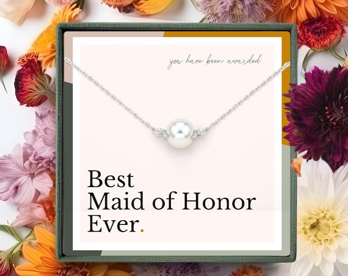 Maid of honor necklace | Pearl necklace gift | Maid of honor gift from bride | Bridal party gift | Gifts for maid of honor