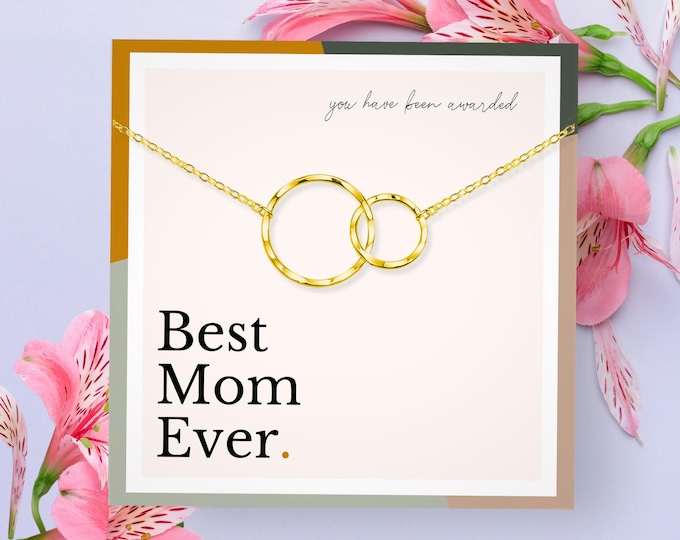 Mother Daughter Necklace Gift, Mothers Day Necklace, Jewelry Gift From Daughter, Interlocking Circles, Sterling Silver or 14k Gold Vermeil