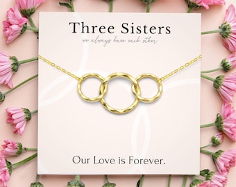 3 Ring Schwester Halskette, Schwester Halskette für 3, Große Schwester Mittlere Schwester Kleine Schwester Halskette, drei Schwestern Geschenke, Schwester Geburtstag