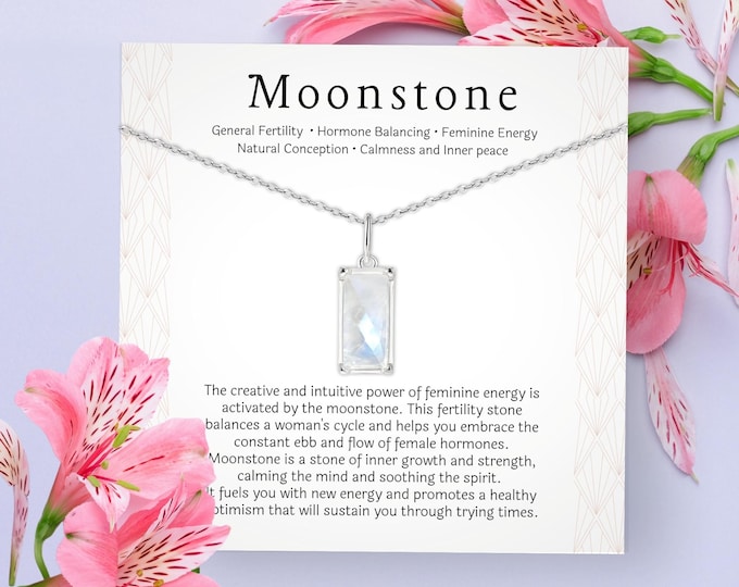 Fertility Gift Necklace | Strength Jewelry Necklaces | IVF Jewelry Gifts | Rainbow Moonstone Necklace Jewelry | Infertility Gift