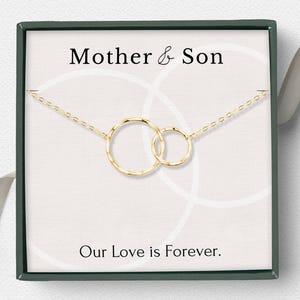Geschenk für Mama vom Sohn, Mutter und Sohn Halskette, Muttertag Schmuck Geschenk vom Sohn, Sterling Silber 14k Gold Vermeil