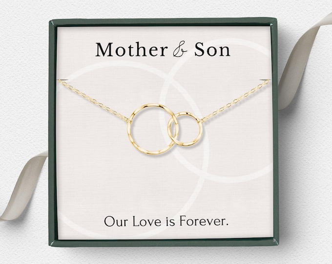 Gift for Mom from Son, Mother and Son Necklace, Mothers Day Jewelry Gift from Son, Sterling Silver 14k Gold Vermeil