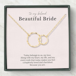 Geschenk für die Braut vom Bräutigam am Hochzeitstag, ineinandergreifende Kreise Halskette, Silber
