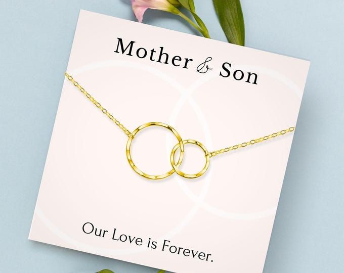 Gift for Mom from Son, Mother and Son Necklace, Mothers Day Jewelry Gift from Son, Sterling Silver 14k Gold Vermeil