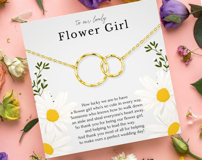 Gift for flower girl on wedding day • Thank you jewelry for her • Bridal party necklace •  Junior bridesmaid gift • Little girl necklace