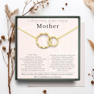 Loss of Mother Necklace Gold – Memorial Jewelry for Daughter | Sympathy Gift for Grieving Daughter | 2 Ring Remembrance Jewelry