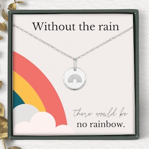 Rainbow Baby Gifts for Mom, Without the Rain There would be no rainbow necklace, Encouragement gifts for her, Strength gifts necklace