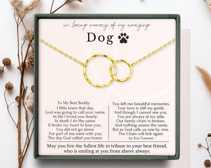 Loss of Dog gift necklace, Pet loss gift, Dog loss gift, Memorial necklace, Eternity Circles necklace  or Sterling Silver