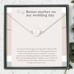 Bonus Mutter Hochzeitsgeschenk von der Braut, Perlenkette für Stiefmutter am Hochzeitstag, Stiefmutter Geschenk Brautparty, Sterling Silber Schmuck