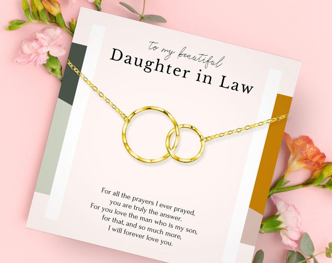 Daughter-In-Law Wedding Gift, Double Circle Sterling Silver Necklace