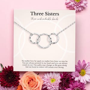 Sister necklace set for 3, 3 Ring sister necklace, Big Sister Middle Sister Little Sister necklace, Three Sisters gifts, Sister jewelry