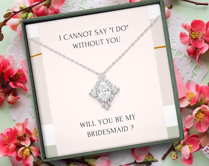 Bridesmaid Proposal Gift, Bridal Jewelry, Necklace and Earrings Set, Gift From Bride, Wedding Gift For Her, Will You Be My Bridesmaid