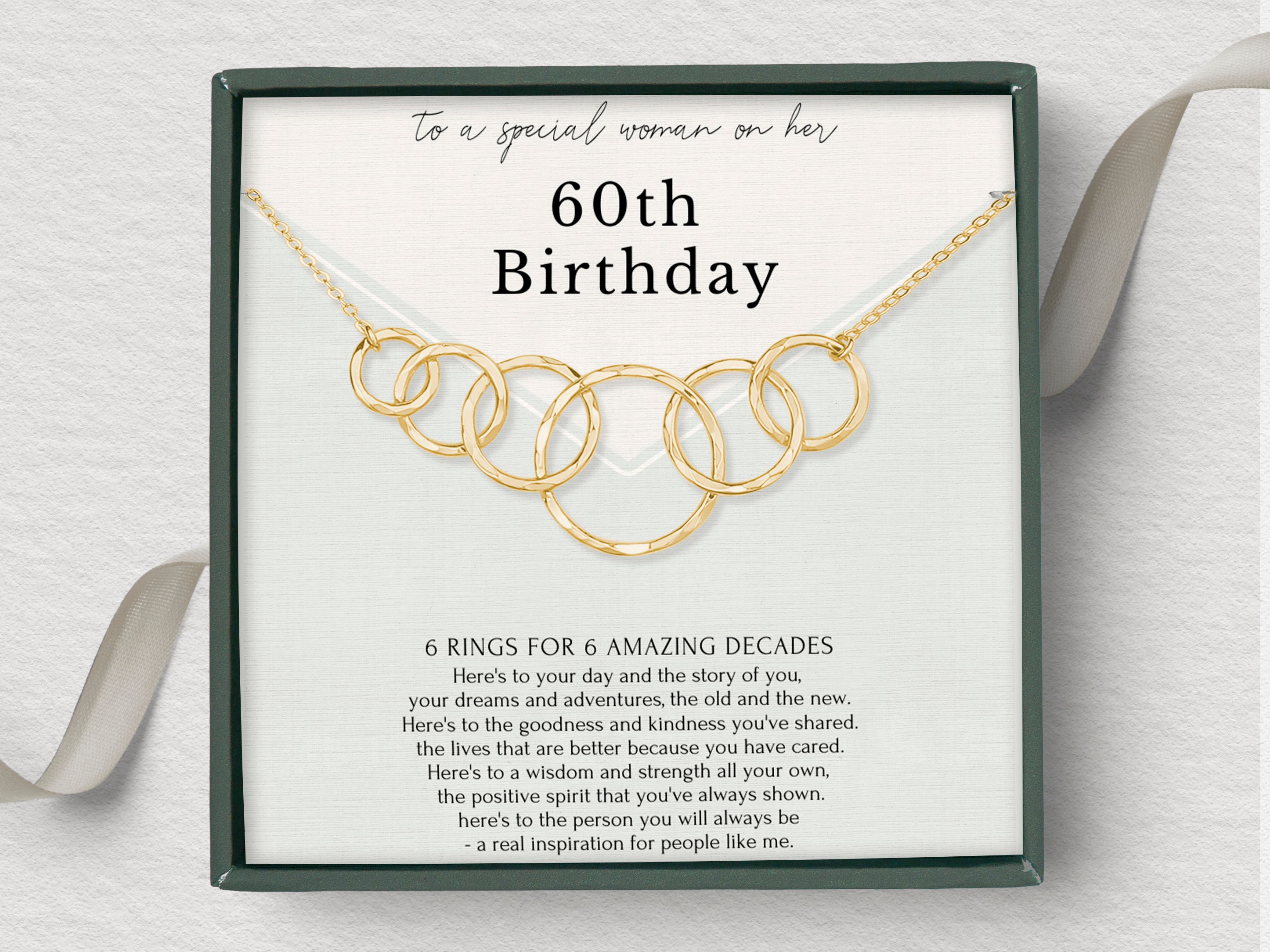 60th Birthday Necklace for Her 6 Rings for 6 Decades Sterling Silver  Circles Necklace Jewelry Gift Box With Message Card - Etsy