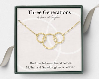 Three Generations necklace Mother Daughter Grandmother 3 circle necklace gift Mother's day gift for grandmother