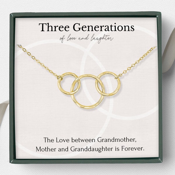 Collier trois générations mère fille grand-mère 3 cercles cadeau cadeau de fête des mères pour grand-mère